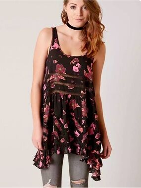 Free People Voile and Lace Trapeze Slip - Onyx Combo - XS